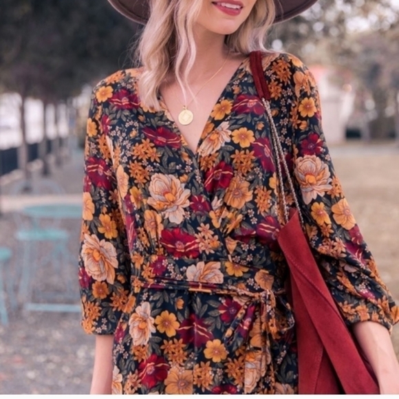 Floral Bohemian V Neck Patchwork Maxi Dress - Picture 8 of 16